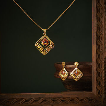 Geometric Pendant and Earrings Set