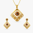 Geometric Pendant and Earrings Set,,hi-res image number null