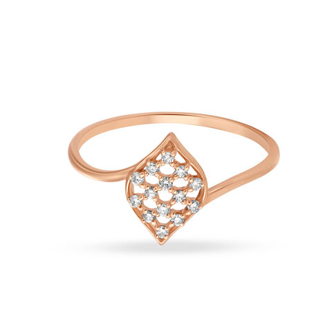 Eccentric Floral Diamond and Rose Gold Finger Ring