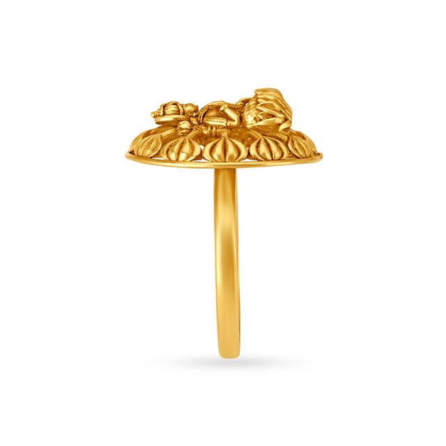 Shimmering Goddess Laxmi Gold Finger Ring,,hi-res image number null