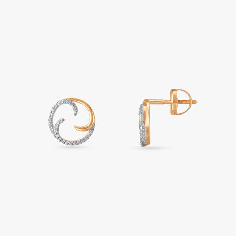 Solar Swirl Diamond Stud Earrings