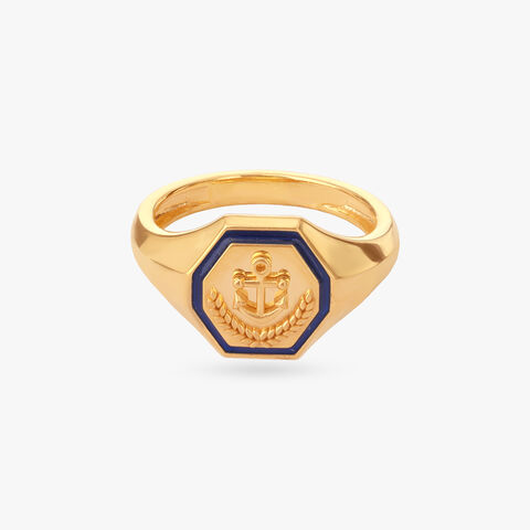 Nautical Emblem Gold Ring For Men