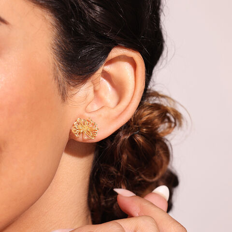 Floral Doodle Gold Stud Earrings