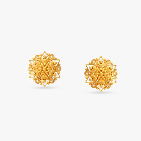 Ornate Gold Stud Earrings