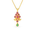 Mesmerising Ethnic Emerald and Ruby Jali Work Pendant,,hi-res image number null