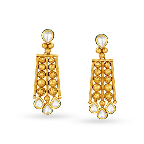 Delectable 22 Karat Yellow Gold And Stone Earrings