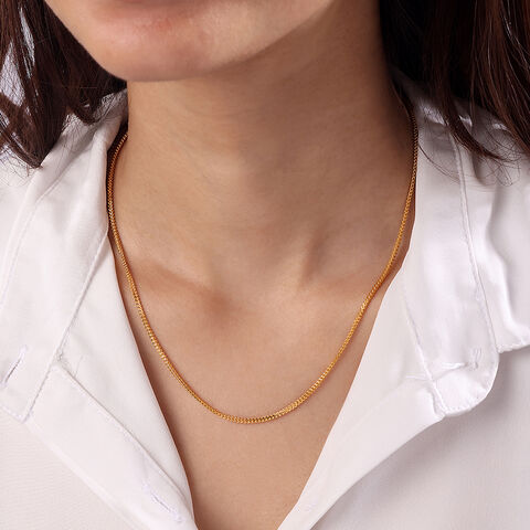 22KT Yellow Gold Effulgent Subtle Heart Carved Motif Gold Chain