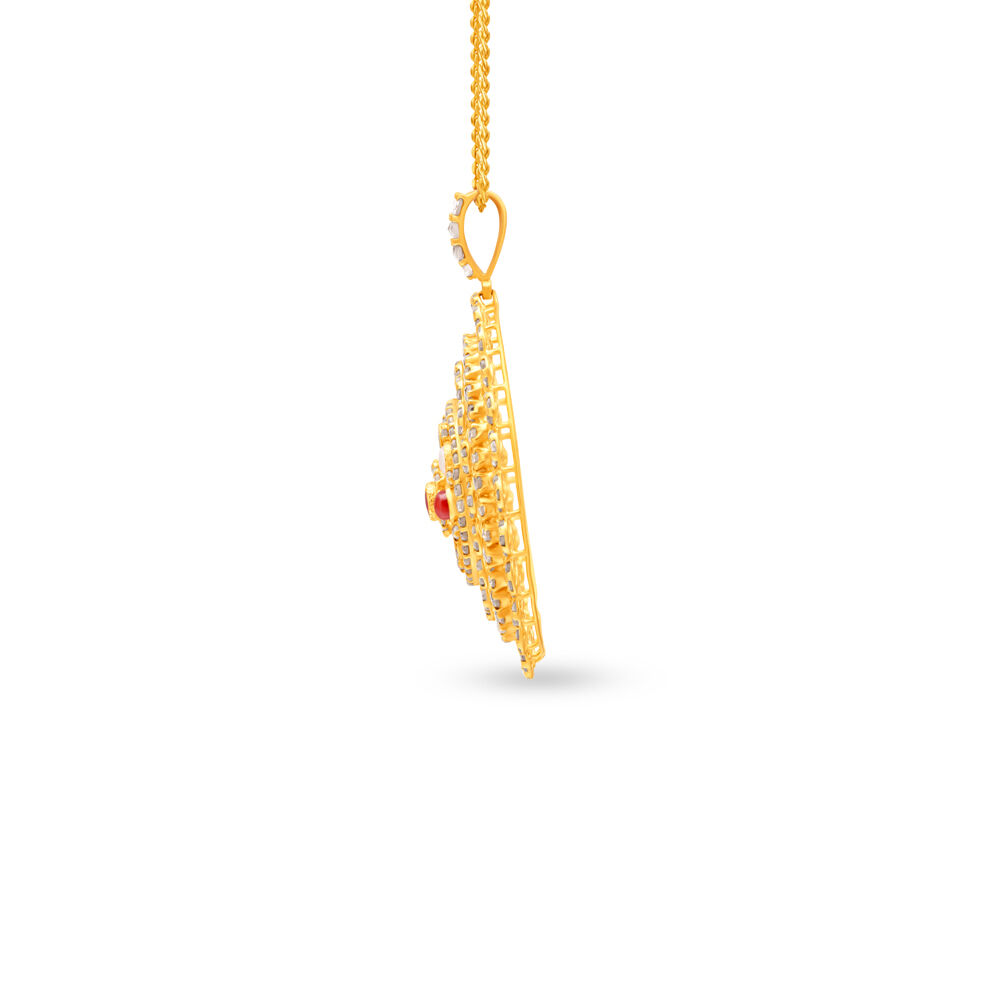 Grand Floral Navaratna Pendant