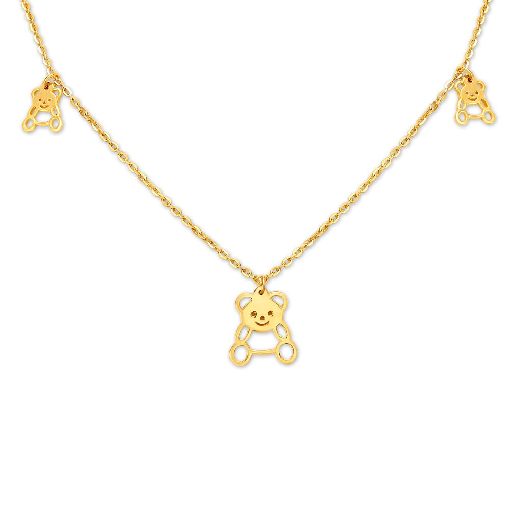 Bear Gold Pendant with Chain For Kids