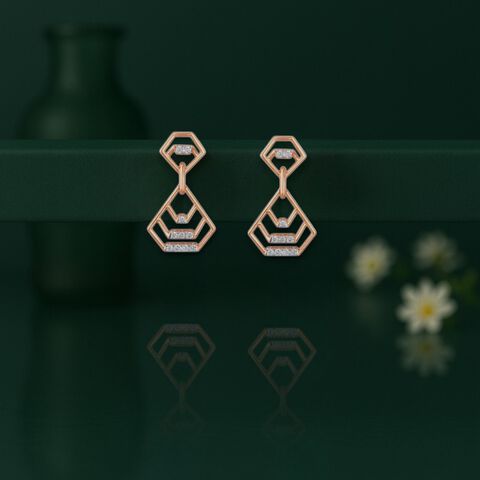 Vault Frame Diamond Drop Earrings