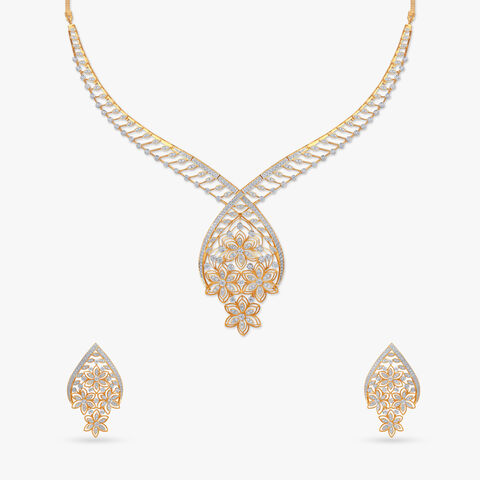 Ornate Blossom Diamond Necklace Set