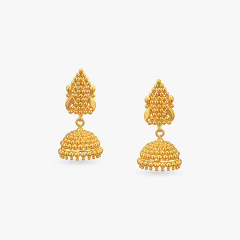 Splendour Beaded Gold Jhumka Earrings