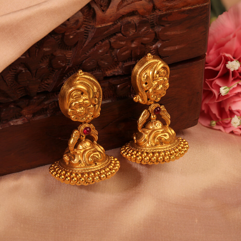 Wedding Dangler 15g Polished Gold Earring Set