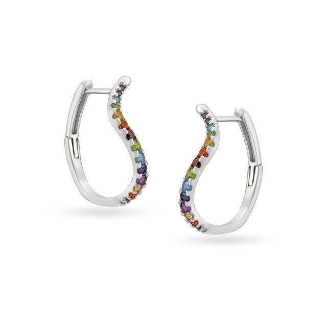 925 Silver Abstract Stud Earrings with Assorted Stones,,hi-res image number null