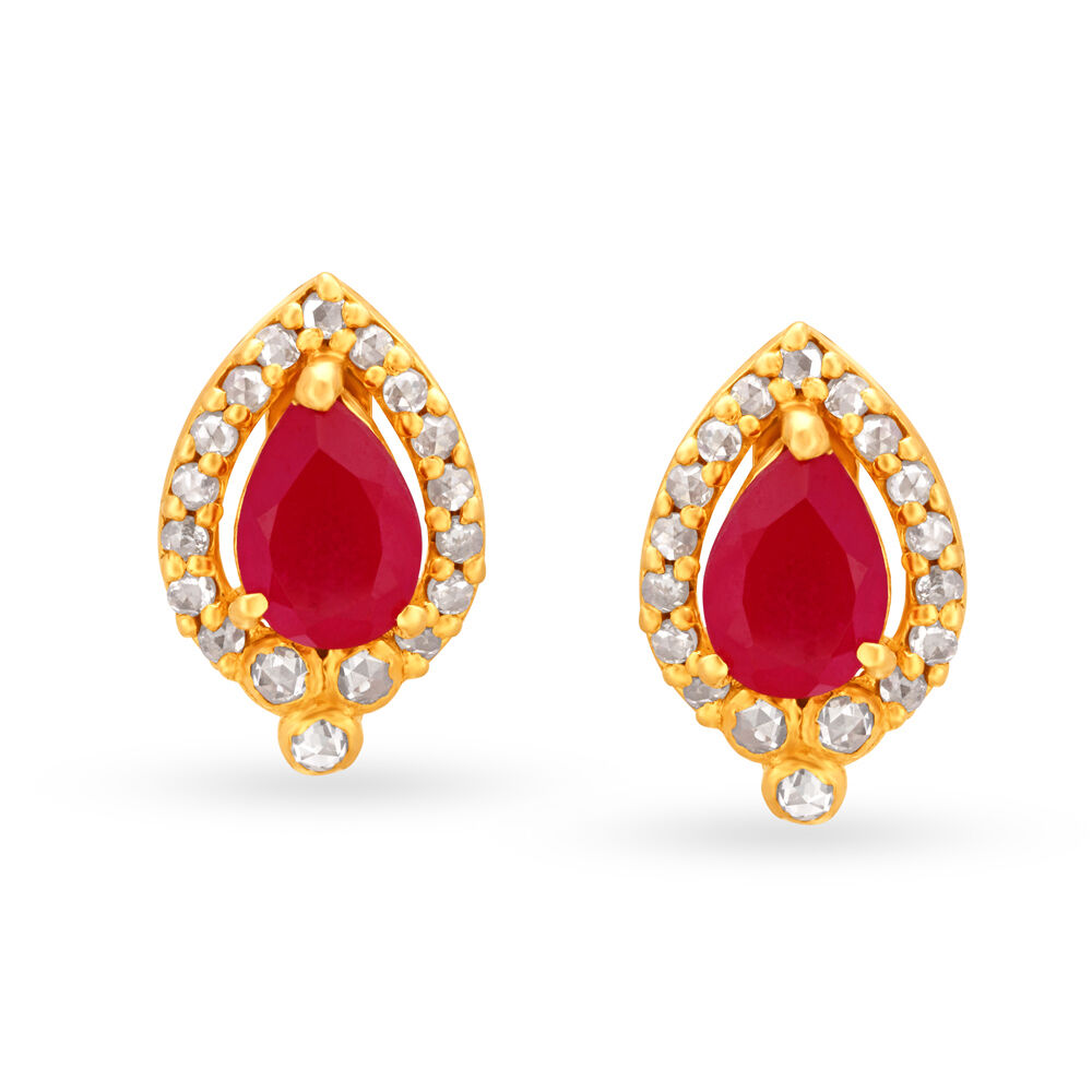 Radiant Teardrop Geometric Gold Stud Earrings