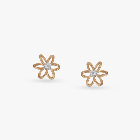 Petal Frame Diamond Stud Earrings
