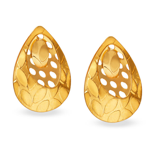 Gold Laser Cut Teardrop Stud Earrings,,hi-res image number null