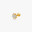 Pristine Floral Gold and Diamond Nose Pin,,hi-res image number null