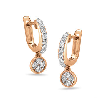 14 KT Glistering Diamond Hoop Earrings