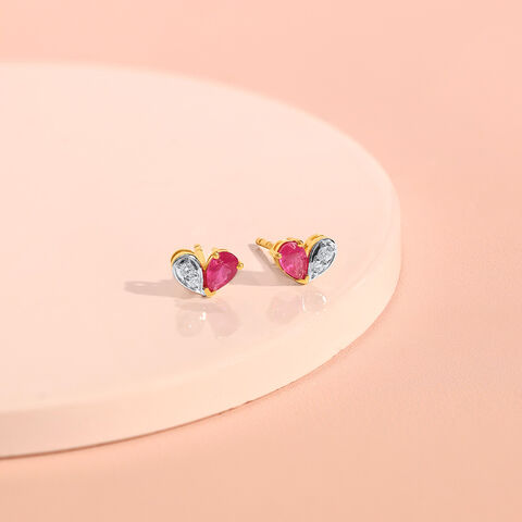 Twin Flame Ruby & Diamond Stud Earrings