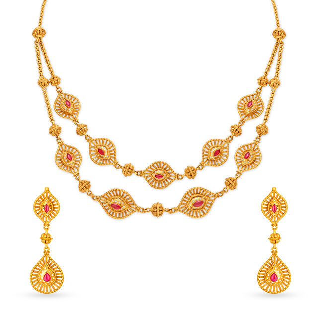 Royal Eccentric Gold Necklace Set,,hi-res image number null