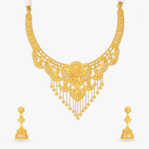 Peacock Arc Gold Necklace Set