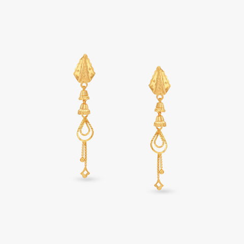 Sculpted Loop Gold Drop Earrings