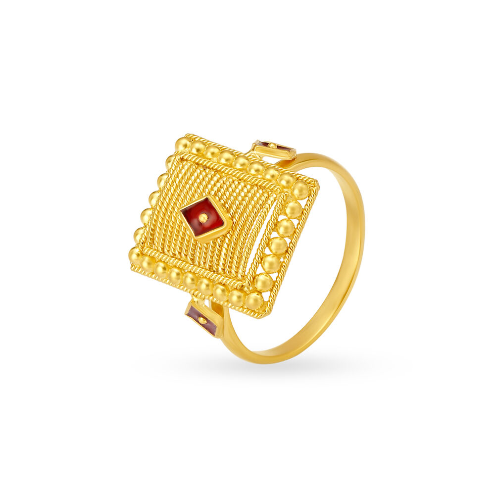 Square shape gold ring on sale design