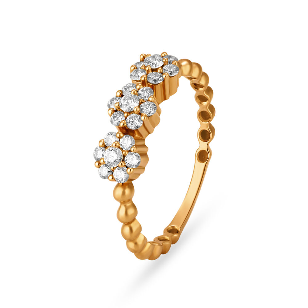 Exquisite 18 Karat Rose Gold And Diamond Floral Finger Ring