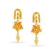Floral Engraved Gold Drop Earrings,,hi-res image number null