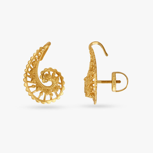 Golden Spiral Stud Earrings,,hi-res image number null