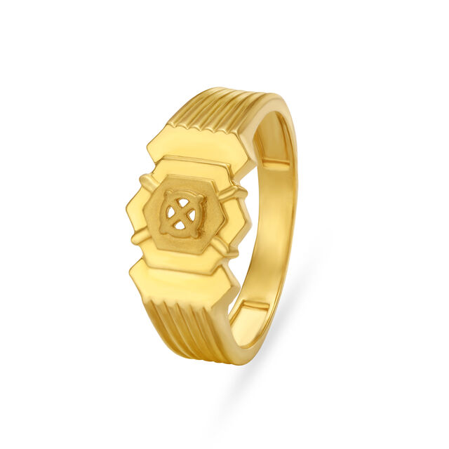 Helm Wheel Motif Gold Finger Ring For Men,,hi-res image number null