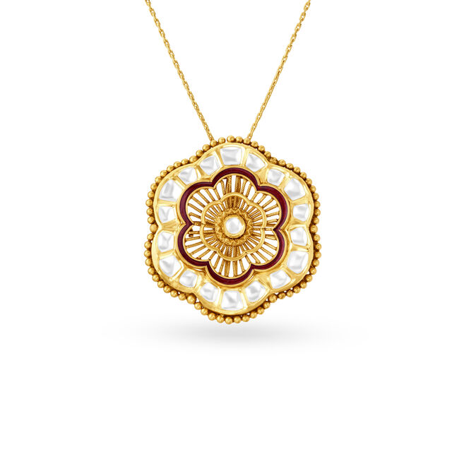 Intricate Floral Pendant and Earrings Set,,hi-res image number null