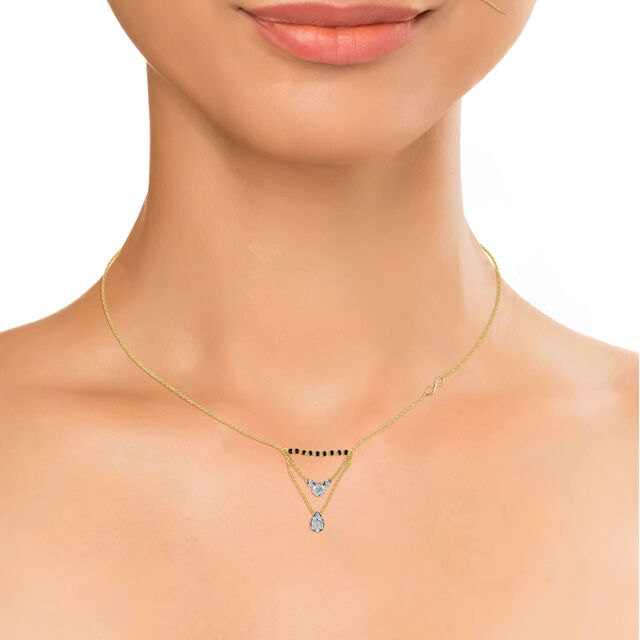 14KT Yellow Gold Happiness Threefold Mangalsutra,,hi-res image number null