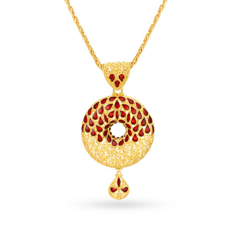 Dazzling 22 Karat Yellow Gold Ring Pendant