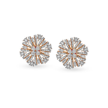 Brilliant Floral Gold and Diamond Stud Earrings