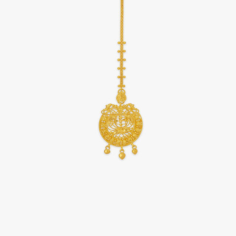 Ornate Circle Gold Maang Tikka