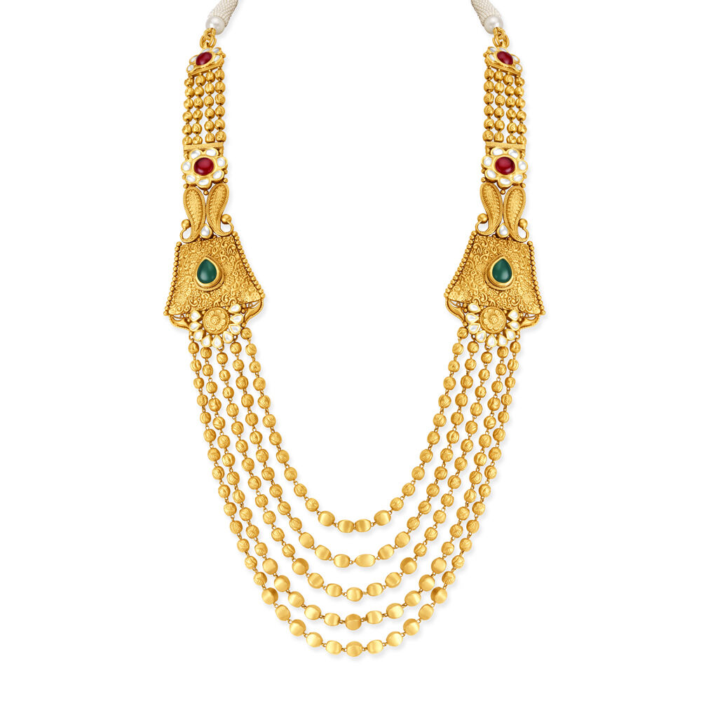 Queenly Gold Layered Gujarati Necklace Set Tanishq Online Store