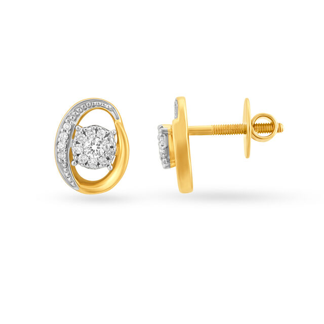 Resplendent Contemporary Gold and Diamond Stud Earrings,,hi-res image number null