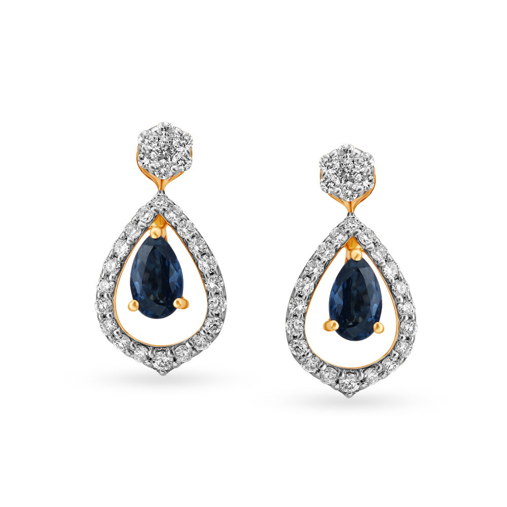 Mesmerising Teardrop Sapphire and Diamond Drop Earrings
