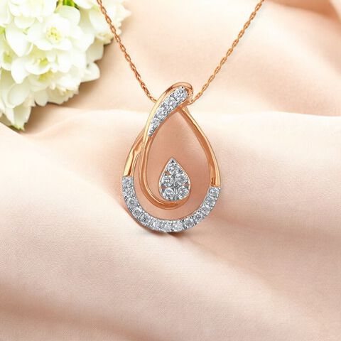 Swirl Teardrop Diamond Pendant