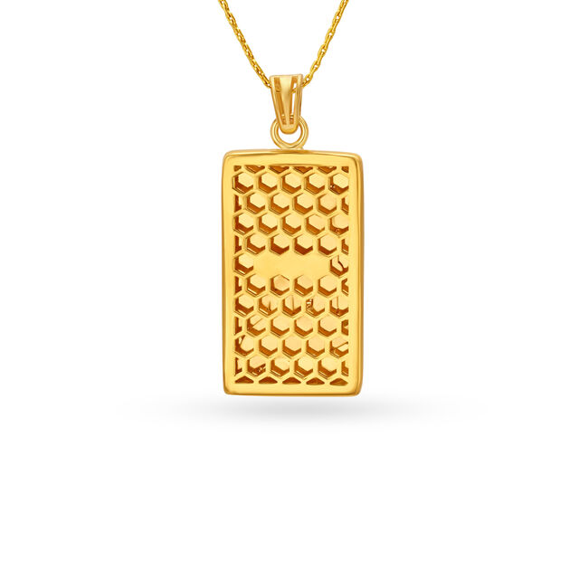 Islamic Symbol Engraved Gold Pendant,,hi-res image number null