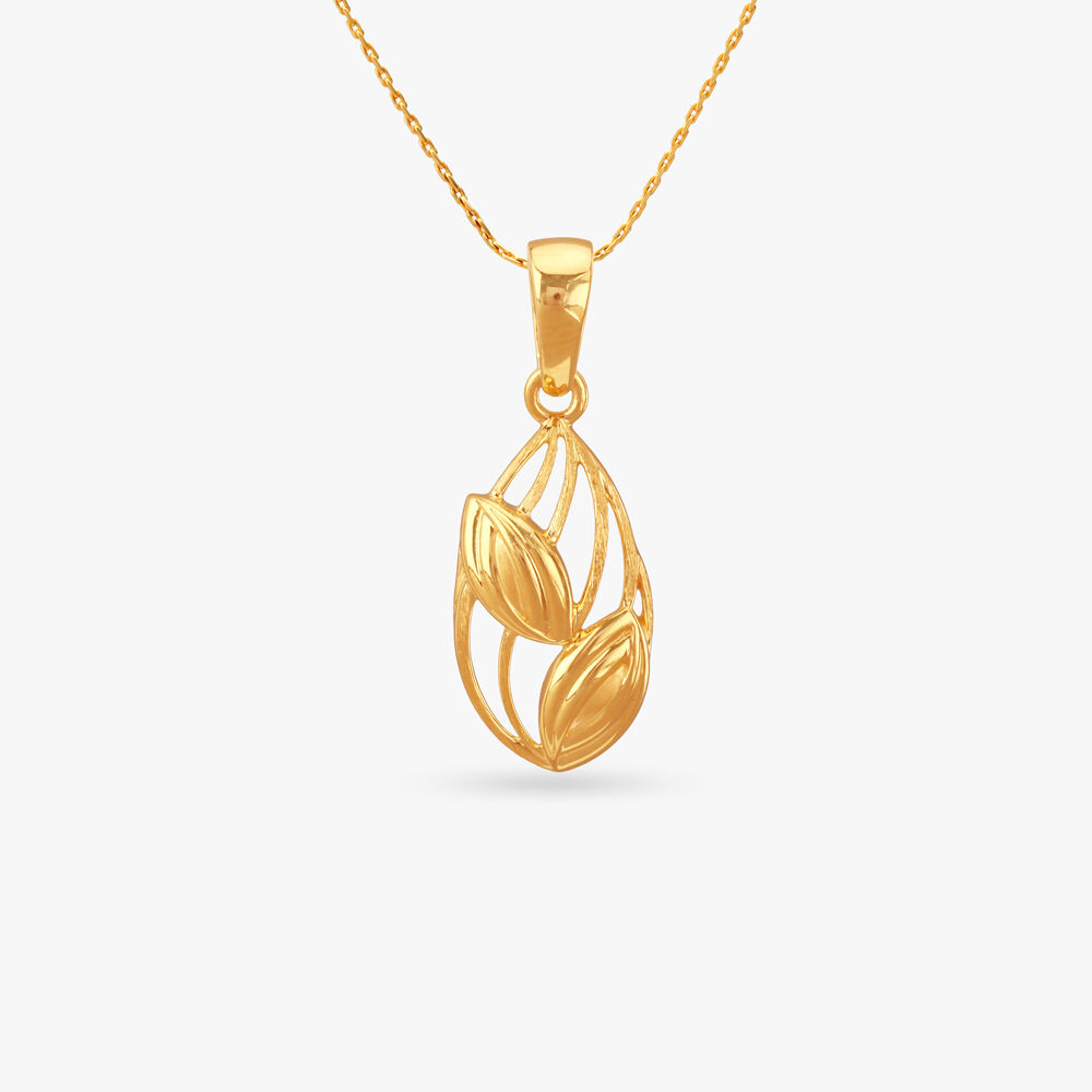 Leaf Cascade Gold Pendant