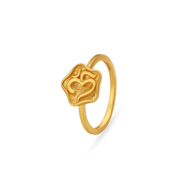 Om Carved Gold Finger Ring For Kids
