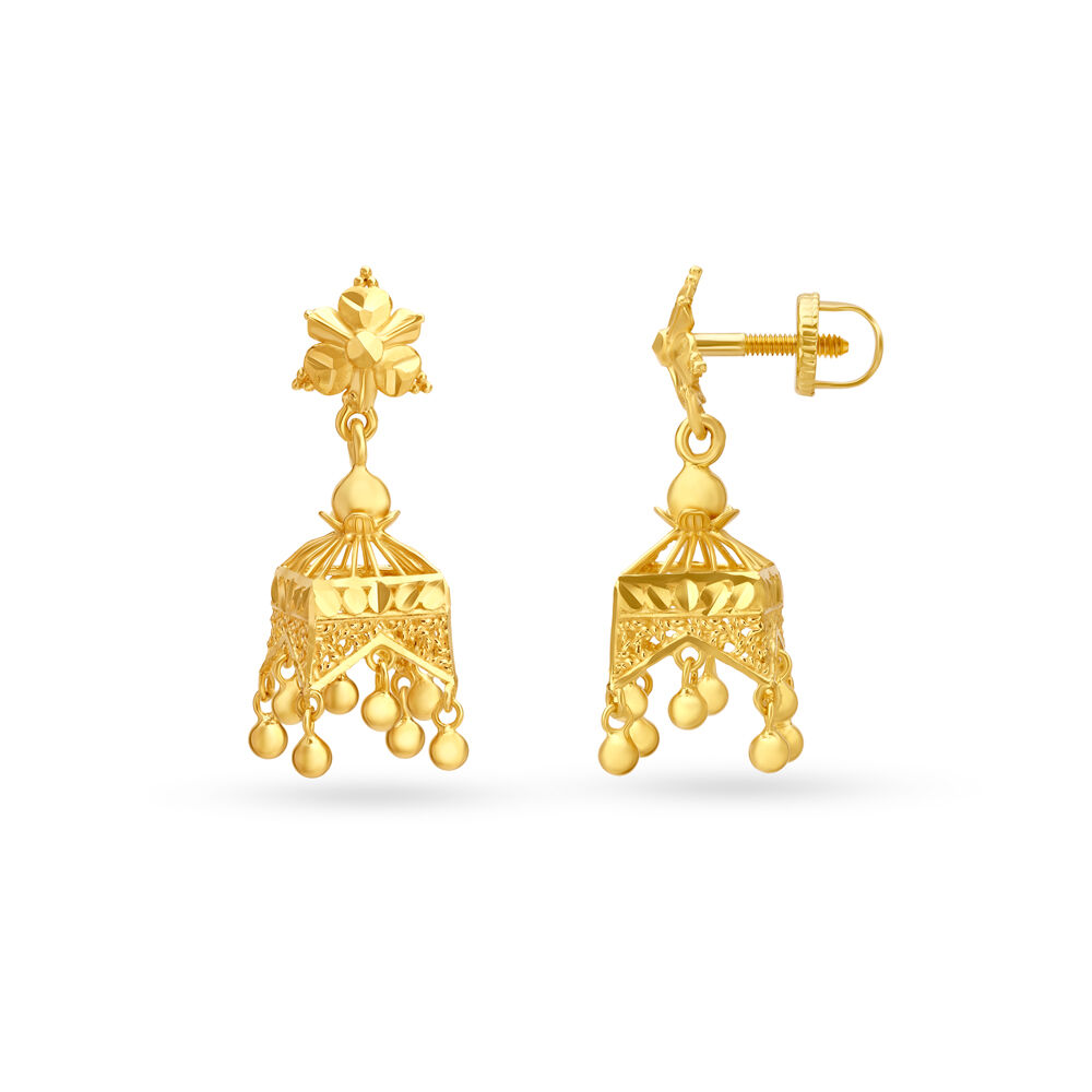 Square shaped sale jhumkas gold
