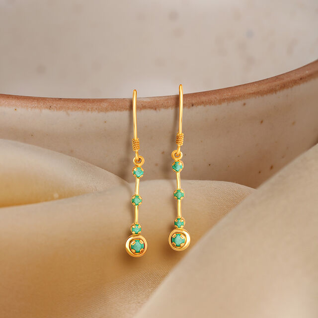 Sleek Emerald and Gold Hoop Earrings,,hi-res image number null