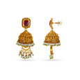 Bell Motif Gold Jhumka Earrings,,hi-res image number null