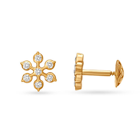 Engaging Floral Diamond Stud Earrings