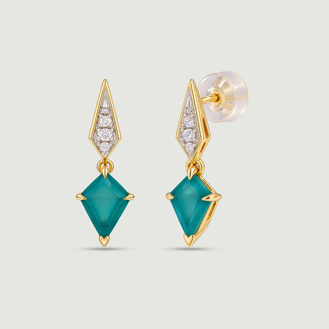 Bold Faceted Green Onyx Drop Earrings