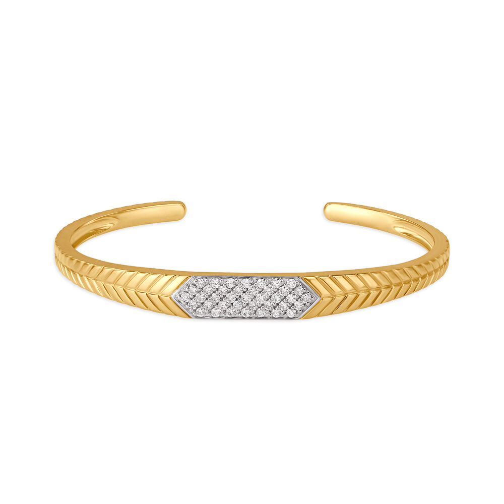 Textured Diamond and Gold C Kada for men